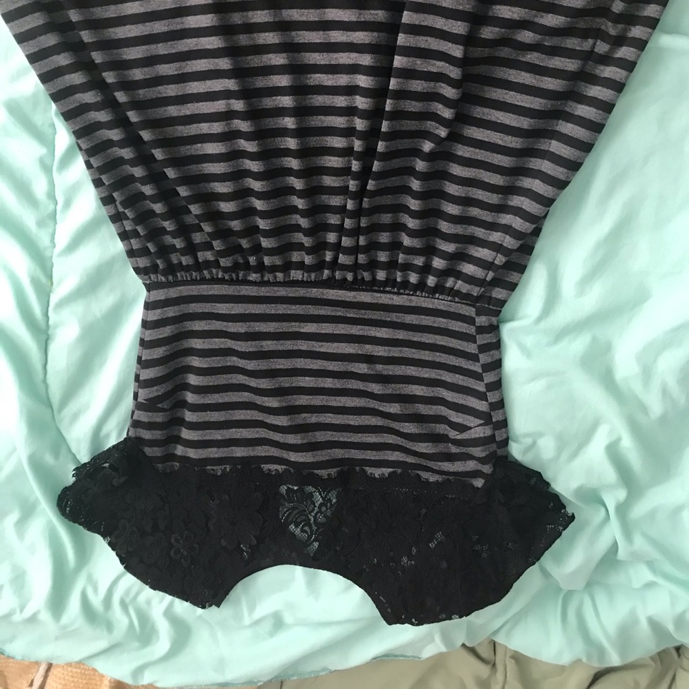 Lace striped dress, gray black